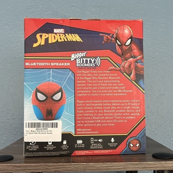 Bigger Bitty Boomers Marvel Spider-Man Bluetooth Speaker lightweight portable - Picture 4 of 9